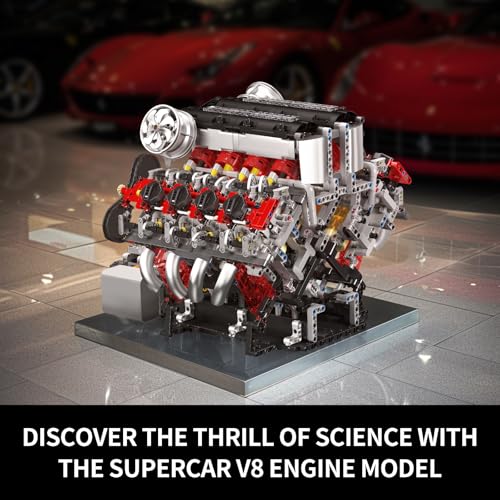 Image of Mould King 10130 V8 Engine Model Kit, Surper Car Engine that Works with Motor, Buildabe STEM Physical Science Educational Toy, Hobby Building Set for Adults (2718 Pieces)