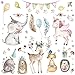 WandSticker4U®- XL Aquarell Wandsticker WALD PARTY I Wandbild: 112x76 cm I Baby Wandtattoo Kinder-zimmer Mädchen Wald-tiere Elefant Fuchs Reh Einhorn I Wand Aufkleber für Babyzimmer Deko GROß