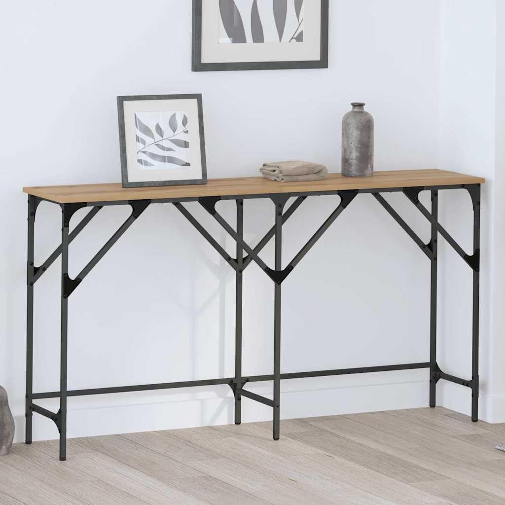 SXZenSpace Console Table 140x29x75 cm Artisan Oak Engineered Wood with Hairpin Steel Legs Narrow Slim Hallway Couch Side for Living room Bedroom Corridor