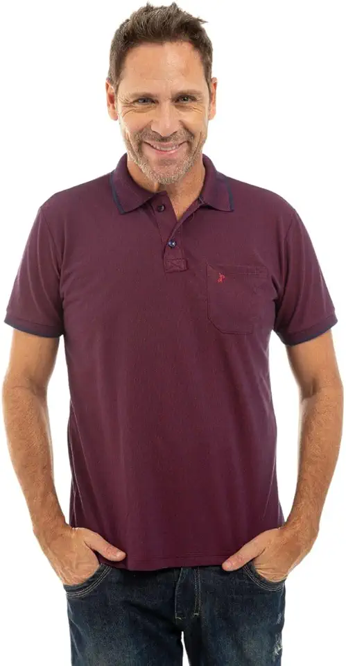 Polo Masculina Bolso Manga Curta Piquet Algodão Conforto Estilo Casual Resistente