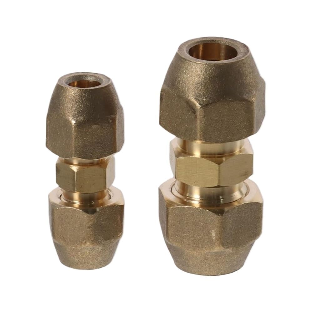 Tube Union Coupler 2pcs Copper Fittings, 1/4in Expansion Fitting, 3/8in Pipe Extension Joint Connectors