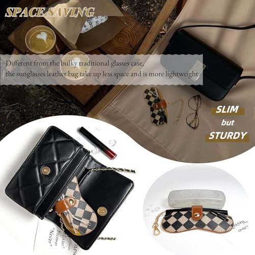 Image of Eyewear Clutch Glasses Case with Clip Soft Leather Sunglasses Bag