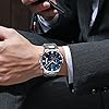 MEGALITH Mens Watches 45mm Chronograph Quartz Wrist Watches for Men Stainless Steel Waterproof Large Face Dress Mens Watch with Date Luminous, Gift for Men - Silver Blue #2