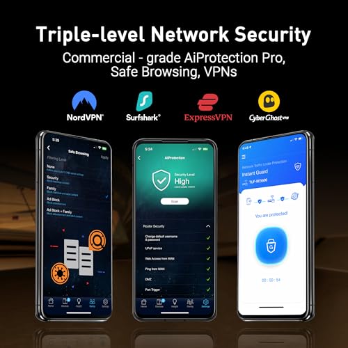 Image of ASUS TUF Gaming BE6500 WiFi 7 Router - Dual-Band, Up to 6.5 Gbps Wireless, Game Accelerator, Multi-Link Operation (MLO), (x4) 2.5GbE Ports, Mesh + VPN Compatible, & Subscription-Free Network Security