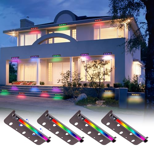 Kwinmyso 4 Packs 7inch 3W RGBW LED Hardscape Lighting,Color Changing