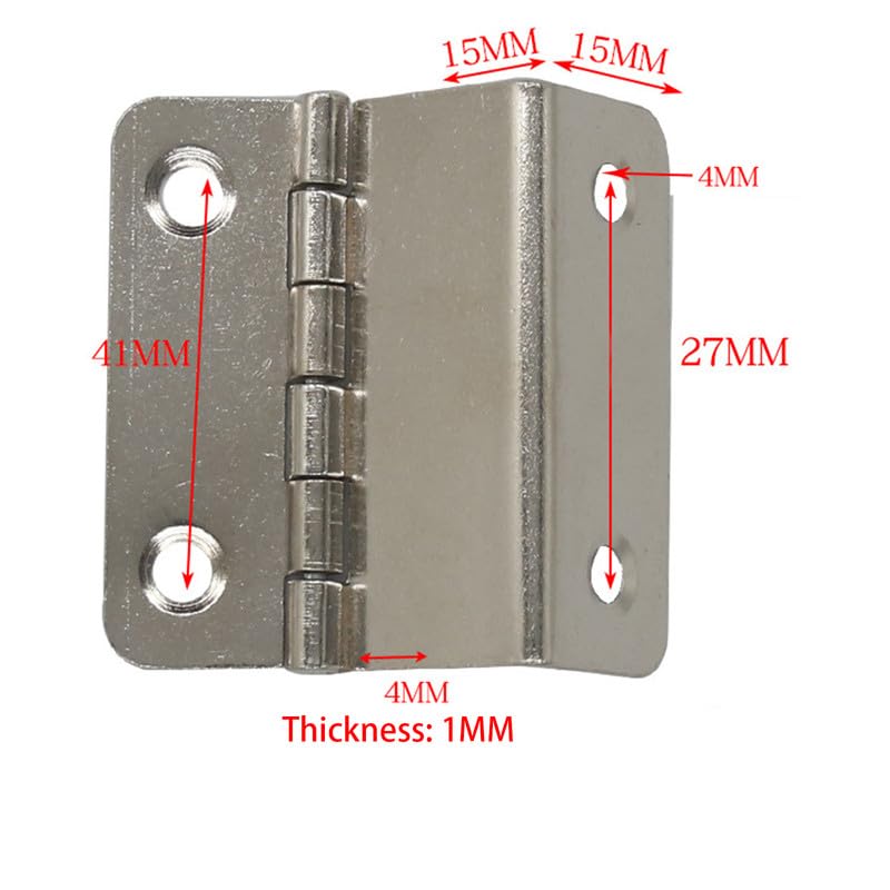 2PCS Three Fold Retro Shutter Hinge 41 * 15 * 1MM,Half-Surface Chest Hinges,Cranked Hinges for Cabinet, Sliver, 41*15*1mm - Image 2
