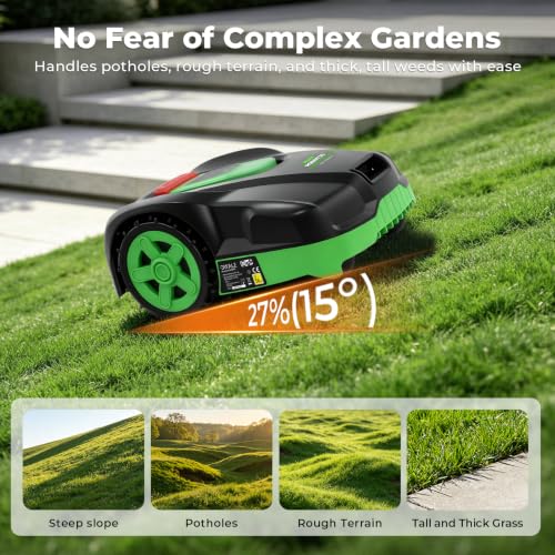 Image of Robot Lawn Mower, for 0.12 Acres,Wire-Free Robotic Lawnmower,with Border Lines,AI Obstacle Avoidance, App Control, 58dB Quiet, Multi-Zone Management