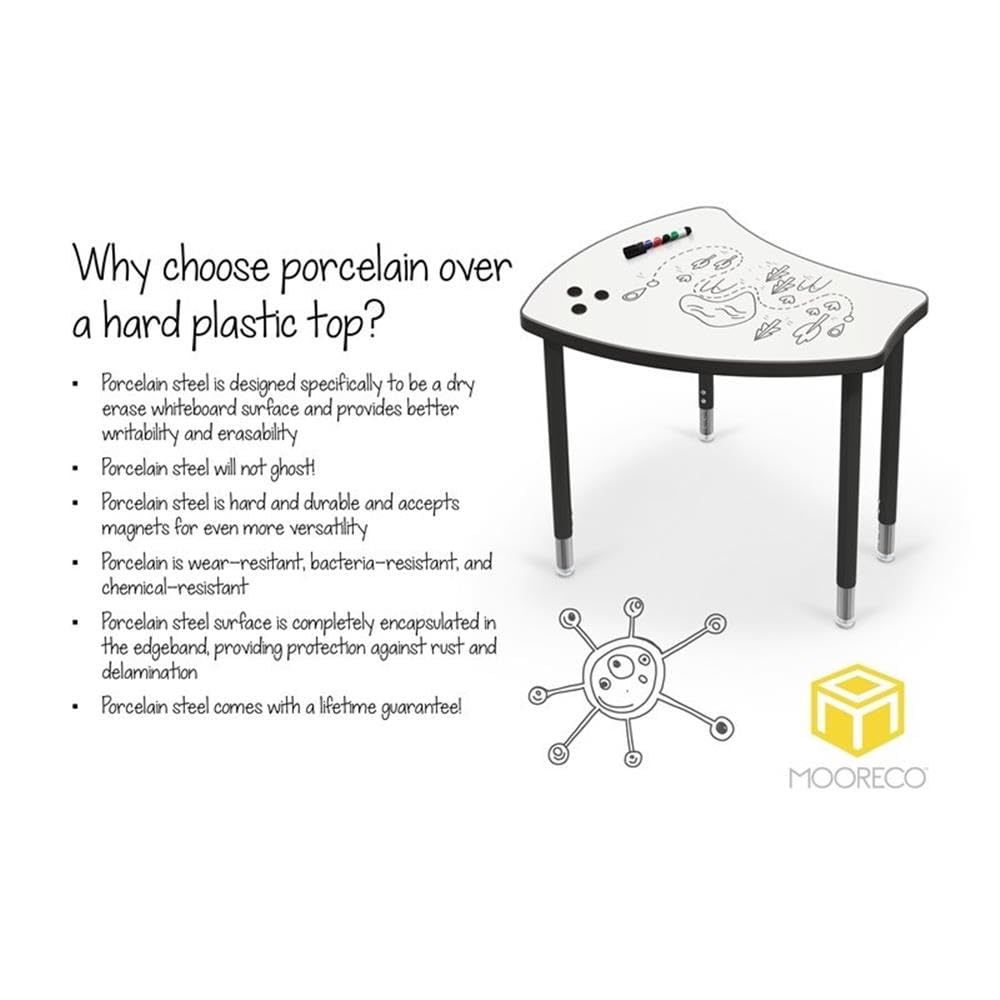 MooreCo Porcelain Steel Dry Erase Rectangle Activity Table in White/Black - Image 3
