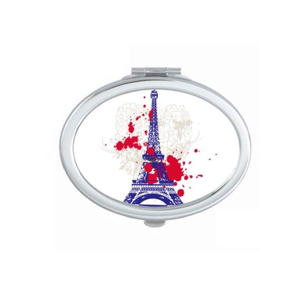 Eiffel Tower Outline France Paris Mirror Portable Fold Hand Makeup Double Side Glasses