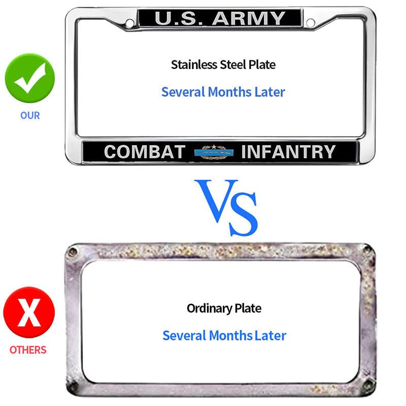 Image of Combat Infantry Motto Anti-Theft License Plate Frame Military Support License Plate Frame Religious for Birthday Gift