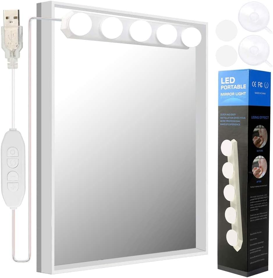 LED Mirror Light, Hollywood Lights with Switch, 4 LED Lights, Dressing Table Light, Makeup Light