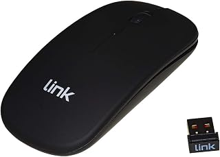 LINK LKMOS34 Kabellose Maus mit optischem Sensor und USB-Empfänger, Farbe Schwarz mit integrierten wiederaufladbaren Batterien DPI 1600