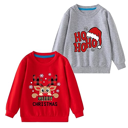 Toddler Boys Christmas Sweatshirt 2 Pieces Long Sleeve Tshirts Xmas Graphic Tops 2-10 Years