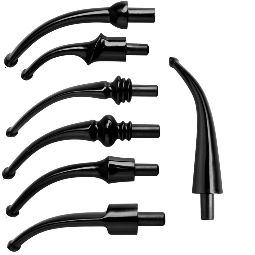 Bocchino Conico Piegato di Ricambio per Pipa da Tabacco Fai-da-Te, Adatto a filtri da 3 mm, Stelo in Acrilico Nero, Design a Sella Rotonda,7pcs