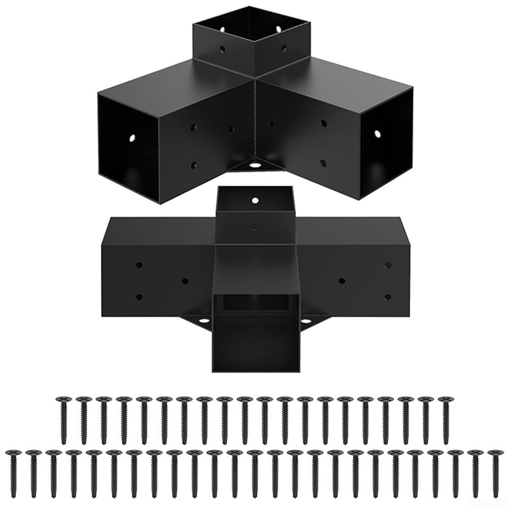 Kit supports pergola 10x10 cm en alliage d'acier noir avec vis pour tonnelle