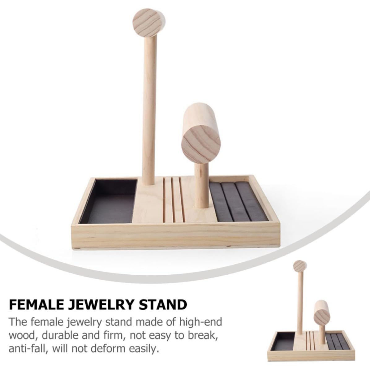 NUOBESTY Présentoir à Bijoux en Bois Massif Double Couche pour Femme