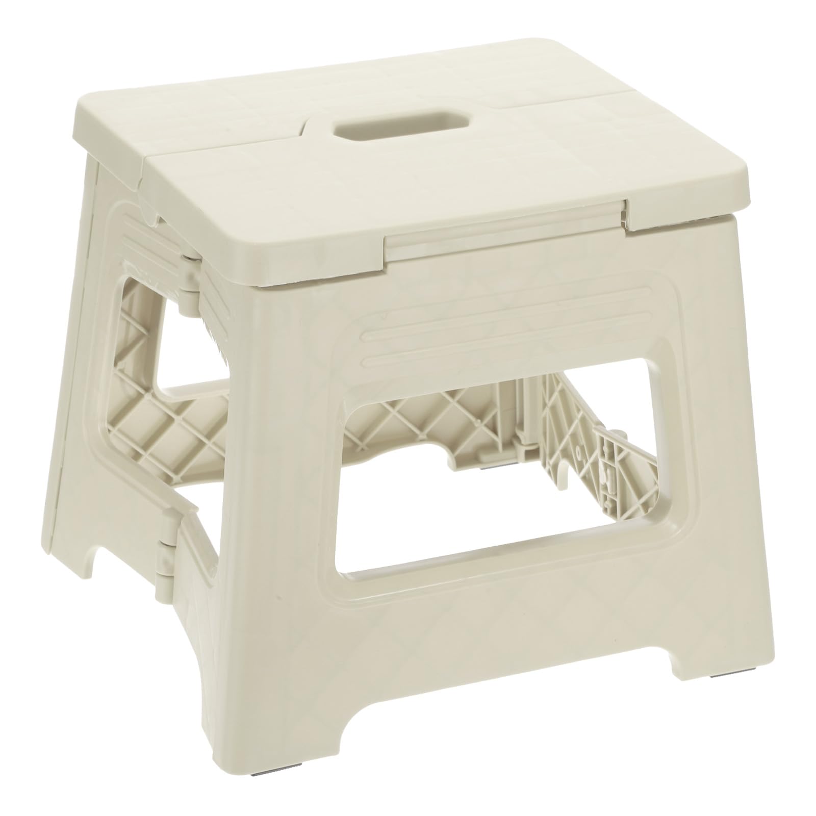 sourcing map 8" Folding Step Stool for Adults 88 lbs Capacity Non-Slip Step Stool with Handle Collapsible Foot Stools, White Small Stepping Stool for Bathroom, Bedroom, Kitchen