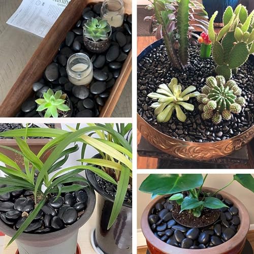 Pierres décoratives noires pour vases - Gravier noir - Petits graviers décoratifs pour aquarium - Pierres décoratives pour le jardin - Pierres pour...