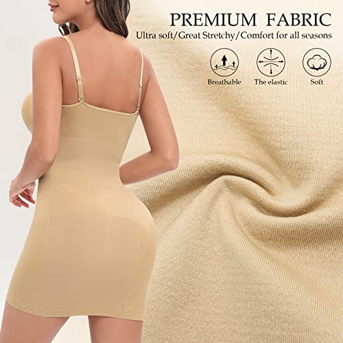 Shapewear Slips For Under Dresses Women's Dress Slips Body Shaper Tummy Control Full Slip Slimming Seamless Cami Slip #TOP3