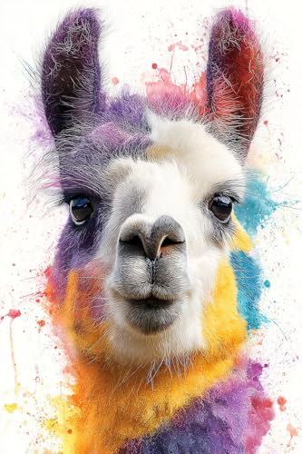 CISDKK Llama Hand-Stitched Embroidery Art,Cute Andean Animal Cross Stitch for Playful Nursery Kids Room Decor,15.7x19.7 inch,(40X50CM)