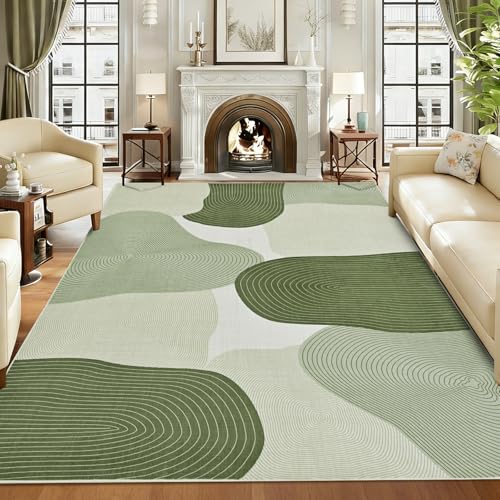 Yinhua Abstract Area Rug 5x7, Green Living Room Rug Washable
