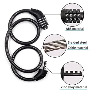 Revelook 4 Digit 3 Feet Long Bike Lock Cable Combination, Resettable Anti Theft Bicycle Lock for Electric Scooter — photo 2 of 6