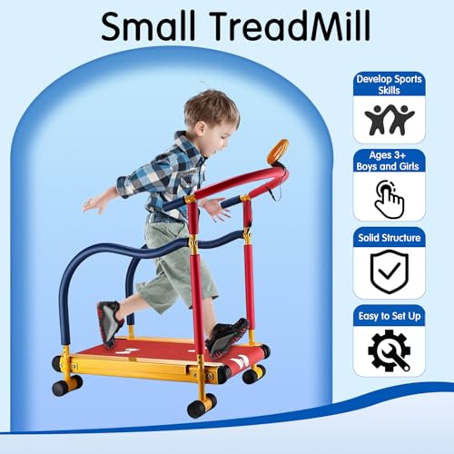 Image of Kids Treadmill for Ages 4+, Incline & Handle Bar, LED Display, Manual Walking Pad, Home Exercise Equipment for Boys & Girls, Safe Fitness Training for Children