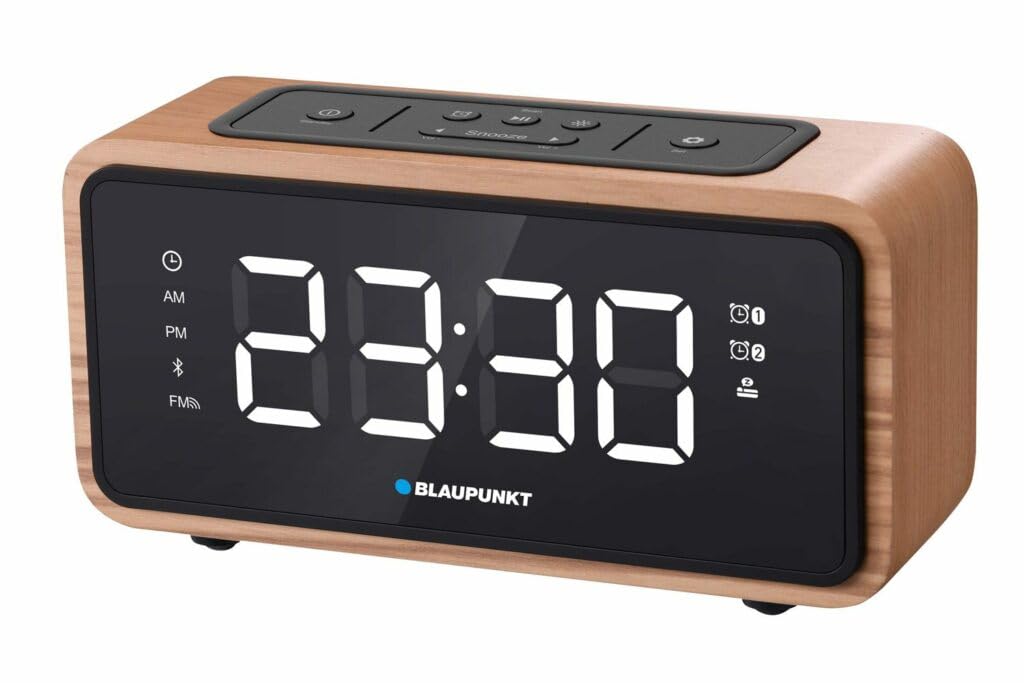 Blaupunkt CR65BT Radio Despertador FM Bluetooth 60, Memoria de emisora, Pantalla LED, Reloj con Doble Alarma y función de repetición