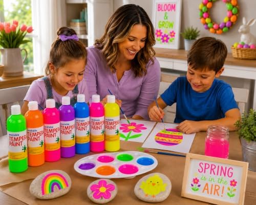 Fun Express Washable Neon Tempera Paint Set - 6 Colors 16oz - 5