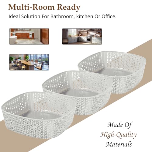 Image of Kuber Industries 2 Pcs Plastic Large Fruit Basket for Dining Table | Snacks, Groceries and Vegetable Basket for Kitchen Storage | Iceland Design - Grey