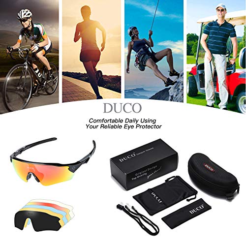 Duco Lunettes de Cyclisme 0021-100% Anti UVA UVB - avec 5 Verres interchangeables - Image 7