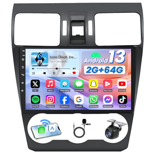 4Core+64GB Car Radio for Subaru Forester 2014 2015 Subaru WRX Impreza 2012-2014: 9inch HD IPS Touchscreen Replacement Carplay&Android Auto GPS 5GWiFi Head Unit Bluetooth5.0 SWC+Backup Camera FM DSP