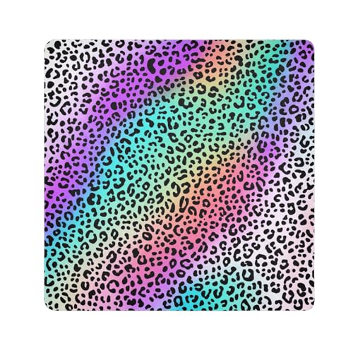 ODAWA Leopard Spots Colors Self-Adhesive Cloths 21.7X21.7 Inch Magic Flexible Folding Self-Stick Makeup Bag Portable Cosmetic Bag for Travelling