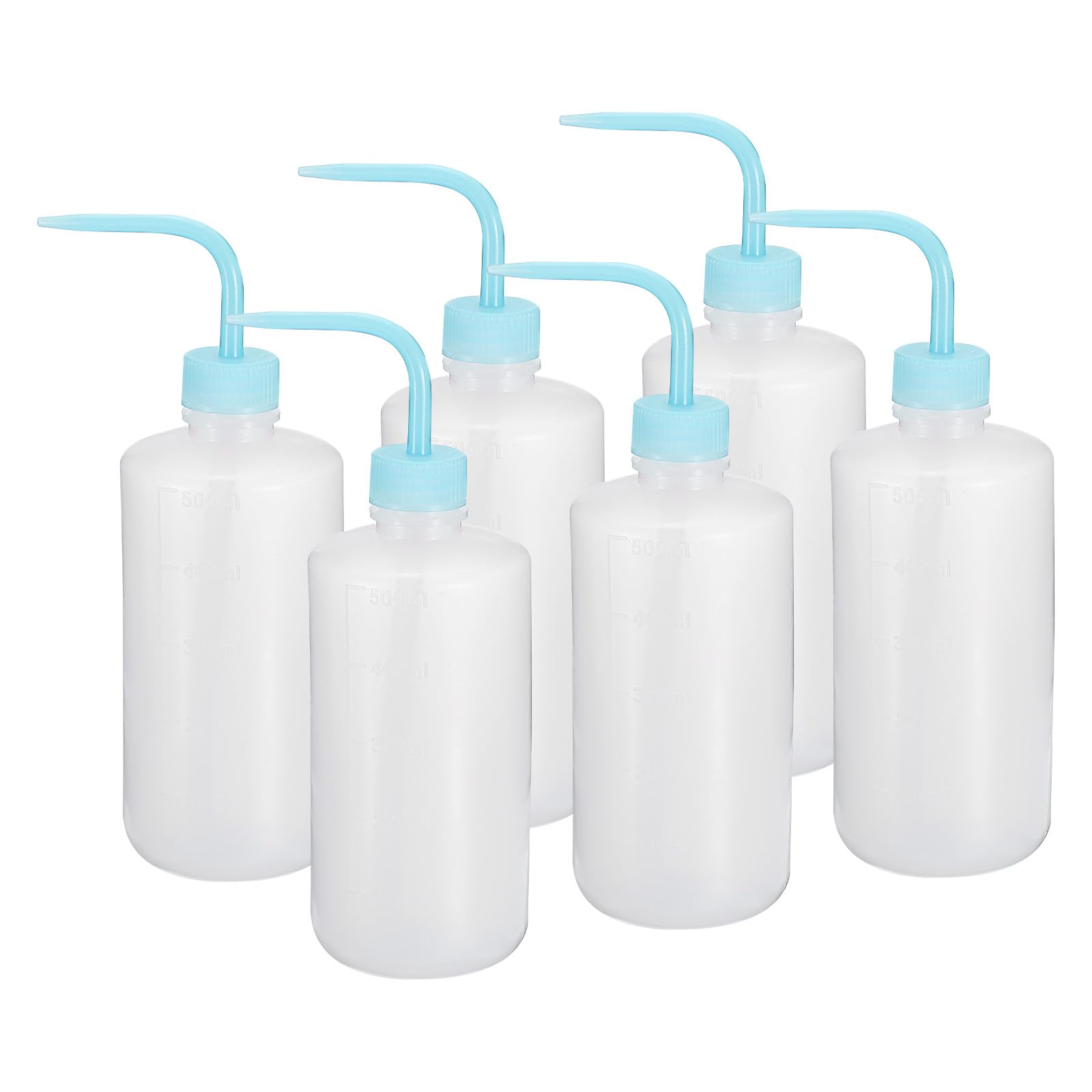 PATIKIL 500ml Wash Bottle, 6pcs Plastic Squeeze Bottle Narrow Mouth Bottle Watering Tools Foam Bottle for Green Soap Cleaning Washing Irrigation, Blue