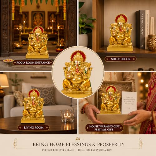 Image of ZAICUS Lord Ganesha Idol for Home Temple, Office Desk & Home Decor | Hindu God Murti, Pooja Mandir Decoration, Spiritual Gift, Religious Figurine, Temple Decor, Festive Decoration