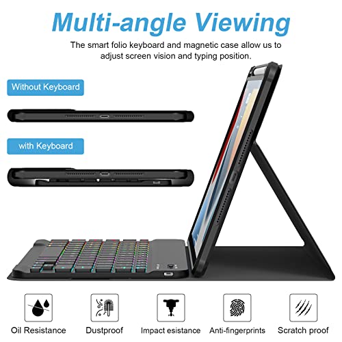 Aliwlhof Ipad Case Keyboard 10.2- Keyboard Case For Ipad Ipad 9Th Generation 2021-8Th Gen 2020-7Th Gen 2019-7 Color Backlit Removable Bluetooth Wireless Keyboard -Pencil Holder -Tablet Keybaord Case #TOP3