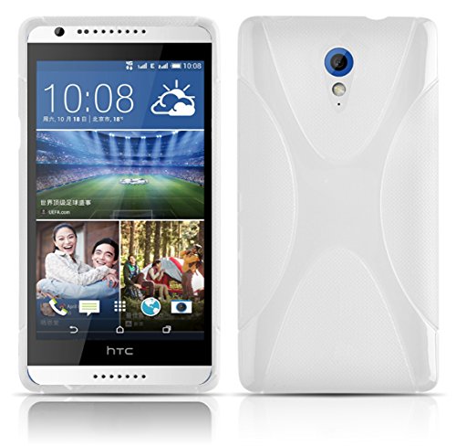 cadorabo Housse Compatible avec HTC Desire 820 Mini en Semi Transparent - Étui de Protection en Silicone TPU Flexible au Design X-Line