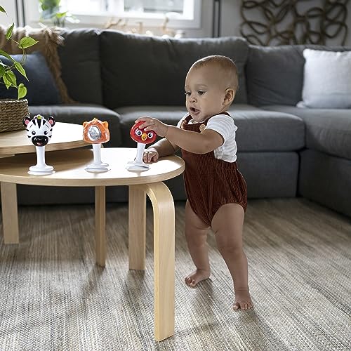 Image of Baby Einstein Rattle & Jingle Trio High Chair Suction Toys Take-Along Musical Rattle Set Age 6 Months +, Multicolor, 3 Count