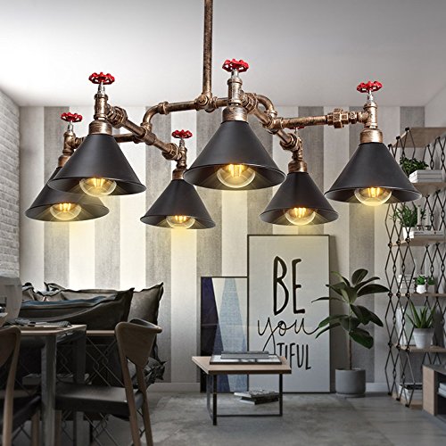 Modeen Industrial Iron Steampunk Metal Retro/Vintage Copper Pendant Pipe 6 Lights Edison Kitchen Ceiling Chandelier Lighting Rustic (Not Include Bulb) steampunk buy now online Modeen Industrial Iron Steampunk Metal Retro/Vintage Copper Pendant Pipe 6 Lights Edison Kitchen Ceiling Chandelier Lighting Rustic (Not Include Bulb) steampunk buy now online