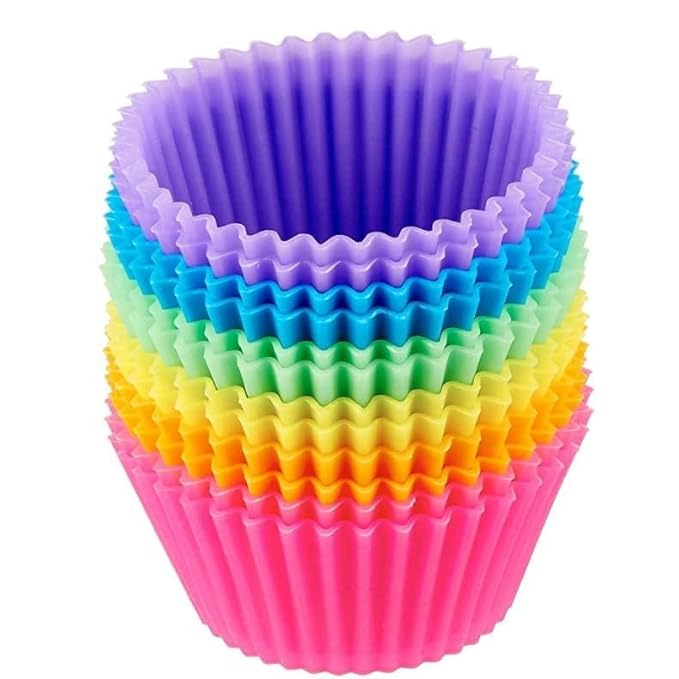 OTRO Non-Stick Silicone Bakeware Baking Cake Moulds - Perfect for Cup Cakes, Muffins, Multicolor (6 Pices)