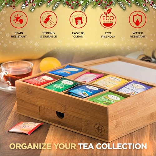 Bambüsi Bamboo Tea Bag Organizer with Drawer