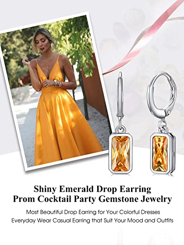 Bestyle Yellow Topaz Drop Earring With Hypoallergneic Silver Huggie Hoops - Shimmer Critine Crytsal November Birthstone Dangles Sterling Silver Earring For Women Girls #TOP3