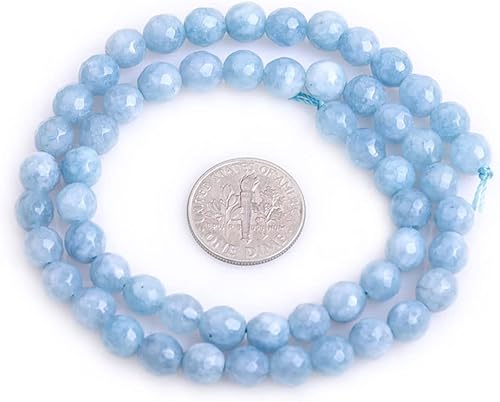 Miniatura 6 de JOE FOREMAN Cuentas de piedra natural redondas de jade de color aguamarina facetadas de 0.236in para hacer joyas, hebra de cuentas de 15 pulgadas,