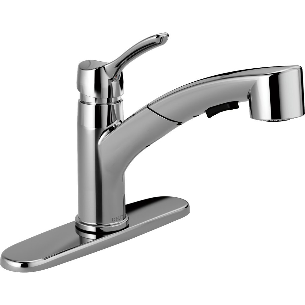DELTA FAUCET 4140-TP-DST Collins Tek Saplı Trakt-Paket Çekmeli Mutfak Bataryası, Krom