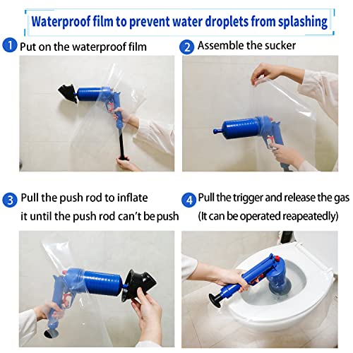 Image of Drain Unblocker, High Pressure Toilet Plunger Sewer Dredge Cleaning Tool, Toilet Sink Plunger with 4 Suckers for Kitchen Bathtub Shower Sink Plunger