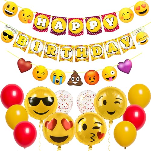 Pirese Emoticon Birthday Decorations - Smile Face Party...