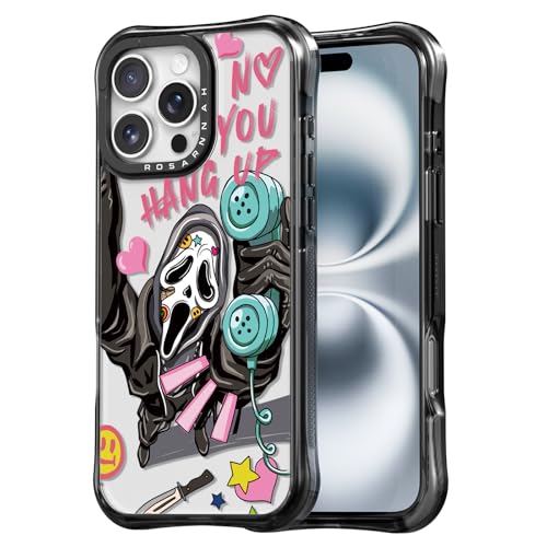 Rosarnnah for iPhone 16 Pro Case Aesthetic Black, Skeleton