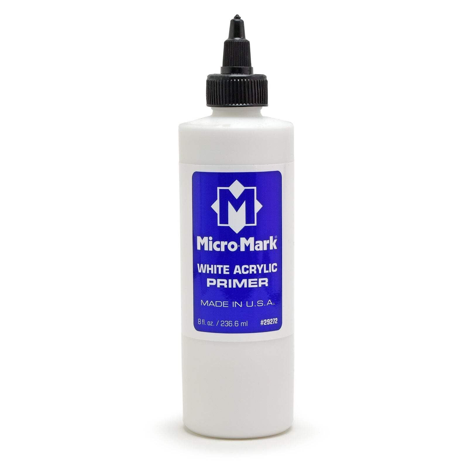 Micro-Mark White Acrylic Primer, 8oz - Made in USA Acrylic Surface Primer for Models, Miniatures, and Crafts