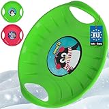 KOTARBAU® 2er Set Rutschteller - ø 60 cm - Popo Rutscher - mit Griffen - Schlitten für Kinder & Erwachsene - Bob Schlitten - Kinderschlitten - Kunststoff - Grün & Rosa