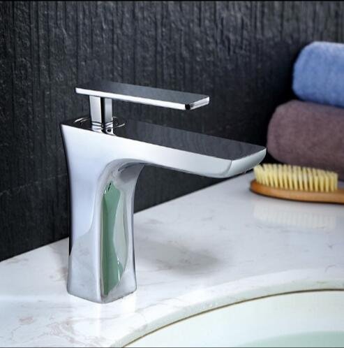 Robinet mitigeur de lavabo eau chaude et froide pour vasque blanche
